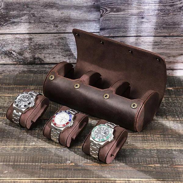 High Quality Handmade Leather Watch Roll Travel Case – MD Luxury