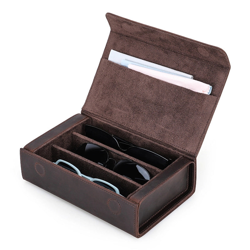 Leather Travel Sunglasses Case For 3 Glasses - Free Monogram