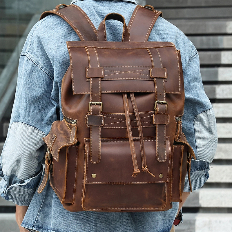 Vintage Explorer Leather Backpack