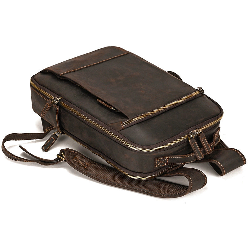Retro Innovator Leather Laptop Backpack