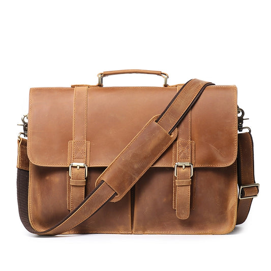 Men's Leather Messenger Bag - Fits 14" Laptop