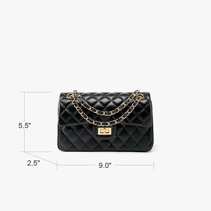 Woven Chain Strap Quilted Leather Convertible Shoulder Bag