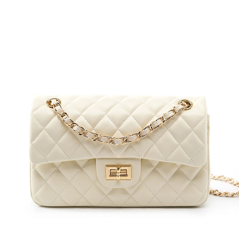 Woven Chain Strap Quilted Leather Convertible Shoulder Bag