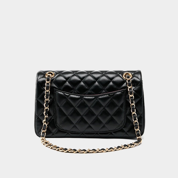 Woven Chain Strap Quilted Leather Convertible Shoulder Bag