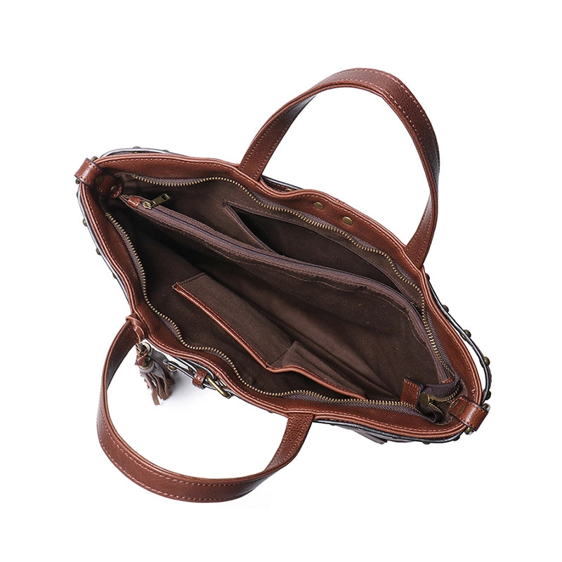 Vegetable Tanned Leather Crossbody Tote