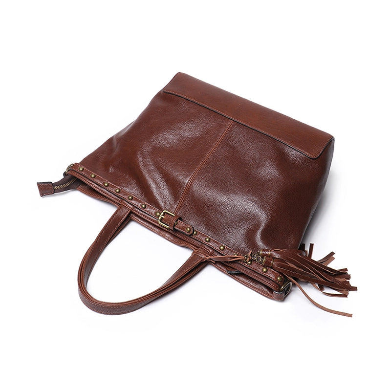 Vegetable Tanned Leather Crossbody Tote