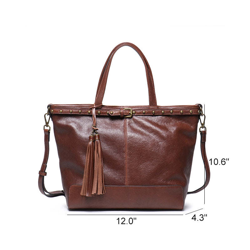 Vegetable Tanned Leather Crossbody Tote