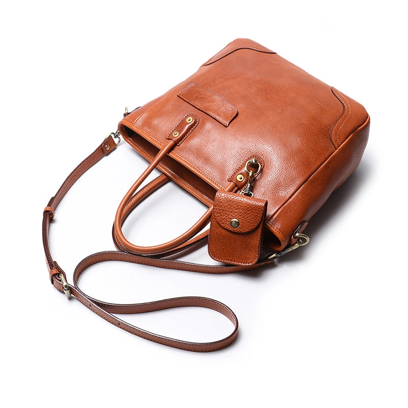 Vegetable Tanned Leather Crossbody Tote