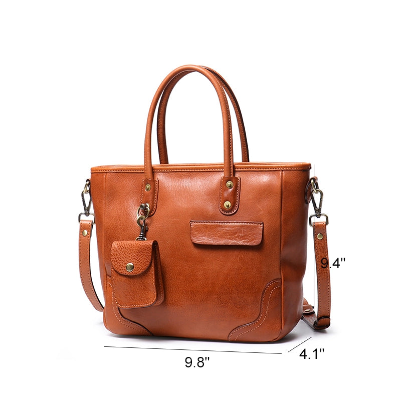 Vegetable Tanned Leather Crossbody Tote