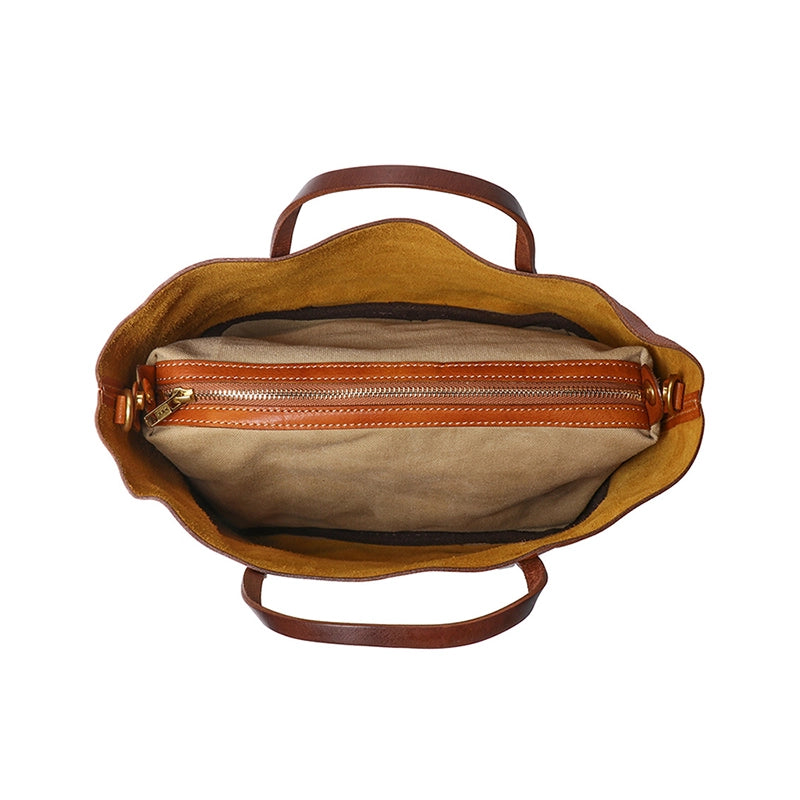 Vegetable Tanned Leather Crossbody Tote