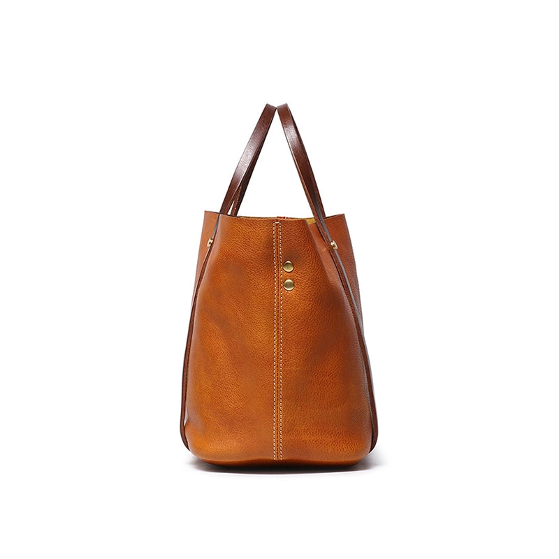 Vegetable Tanned Leather Crossbody Tote