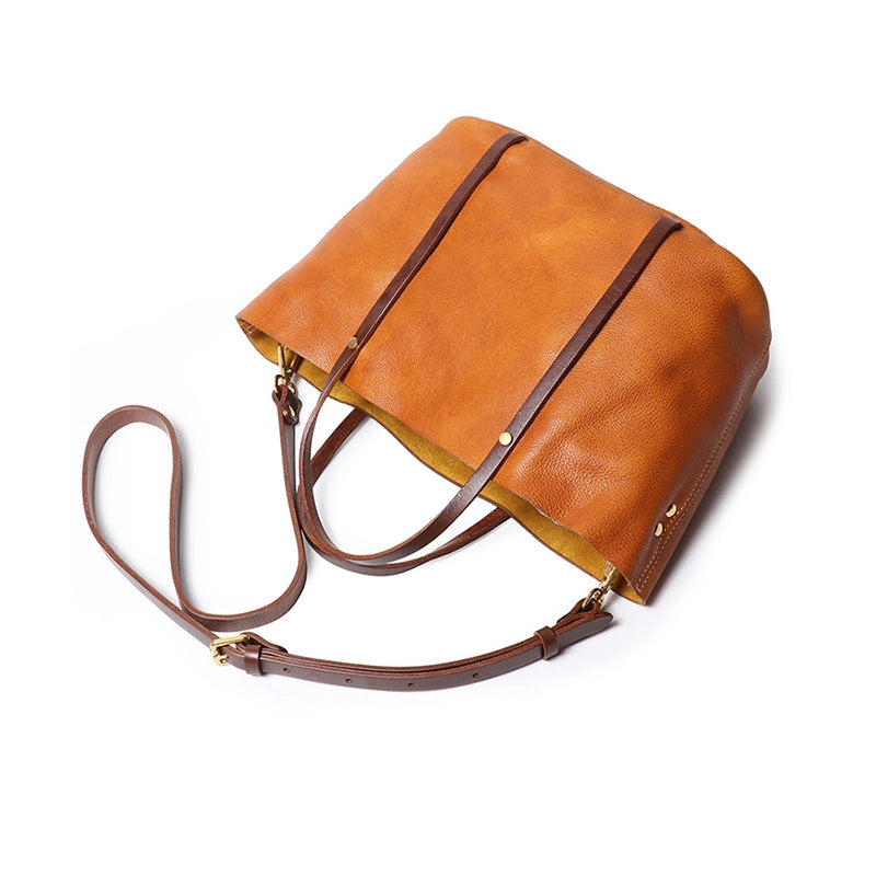 Vegetable Tanned Leather Crossbody Tote