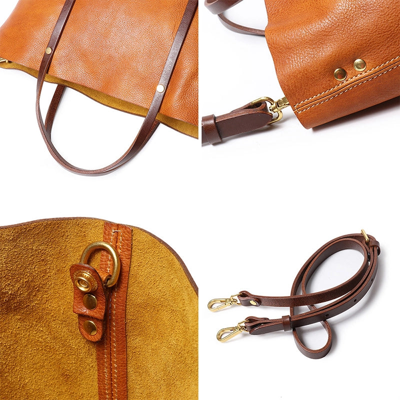 Vegetable Tanned Leather Crossbody Tote