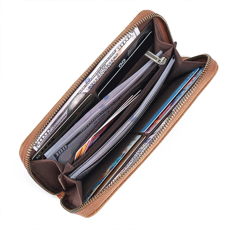 Zip Around Long Leather RFID Wallet