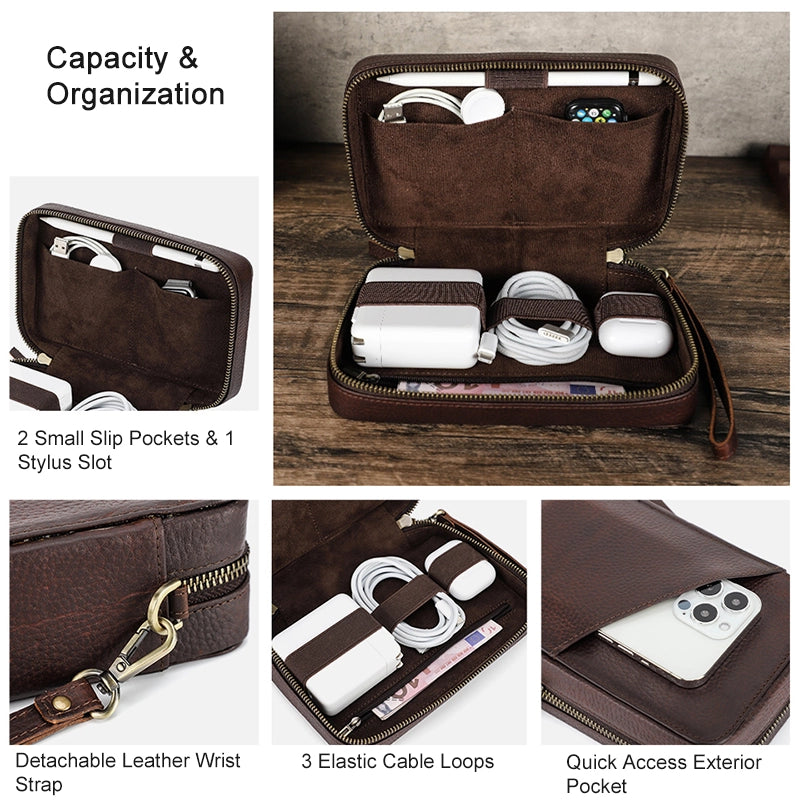 Leather Tech Organizer - Free Monogram