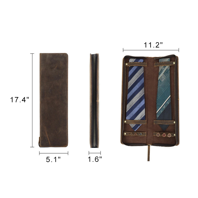 Retro Elegant Leather Travel Tie Case