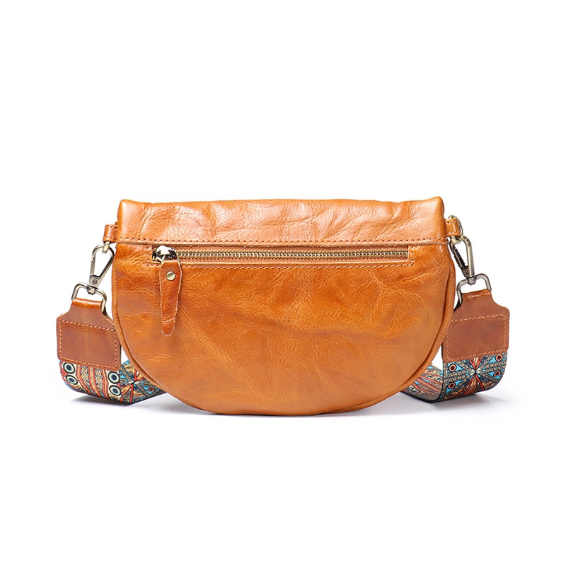 Vegetable Tanned Leather Crossbody Saddle Bag