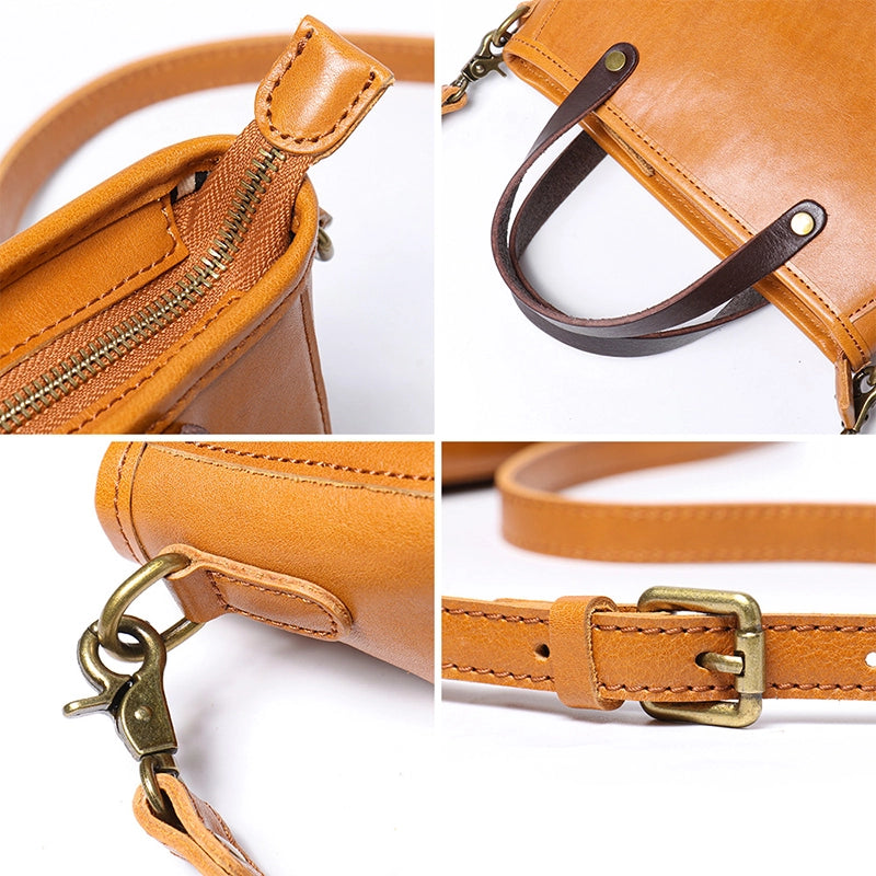 Small Vegetable Tanned Leather Crossbody Handbag