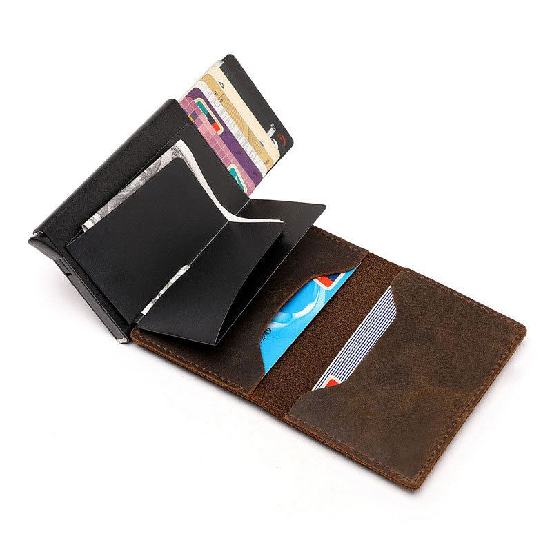 slim wallet and AirTag wallet| Leather Credit Card Holder RFID Blocking |  Wallet with Built-in Case Holder for Apple AirTag