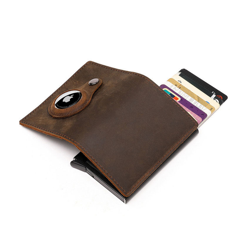 AirTag Wallet Men's Credit Card Holder, Leather Card Wallet RFID Block –  Wallfid