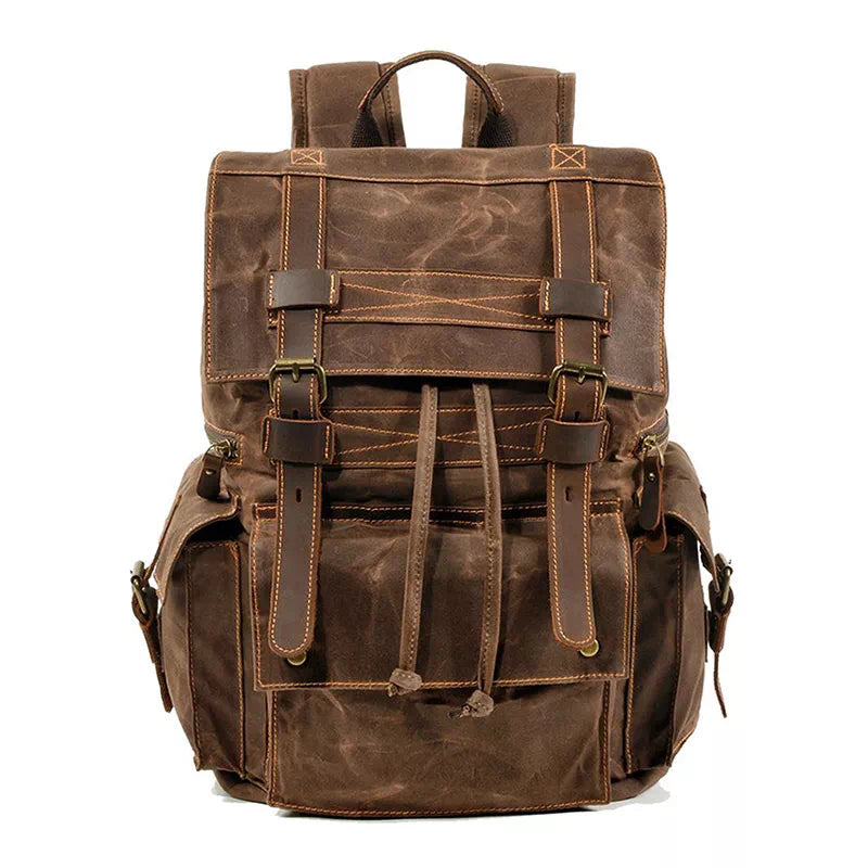Personalized Waxed Canvas Travel Backpack School Backpack Hiking