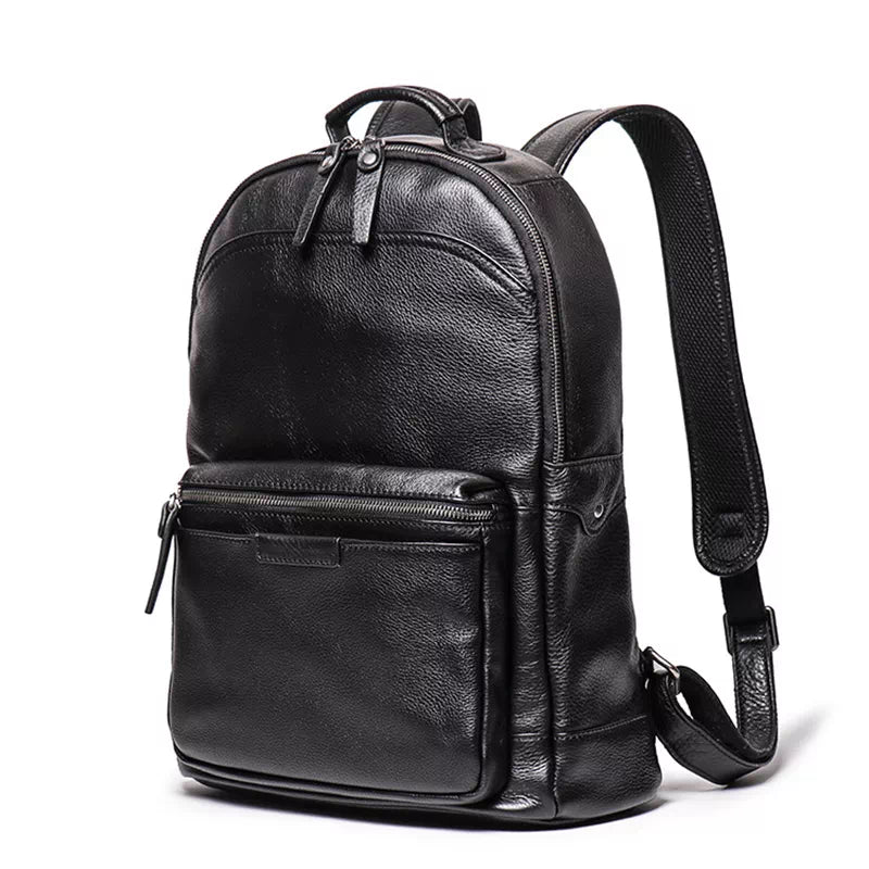 Men's Black Leather Laptop Backpack – Luke Case