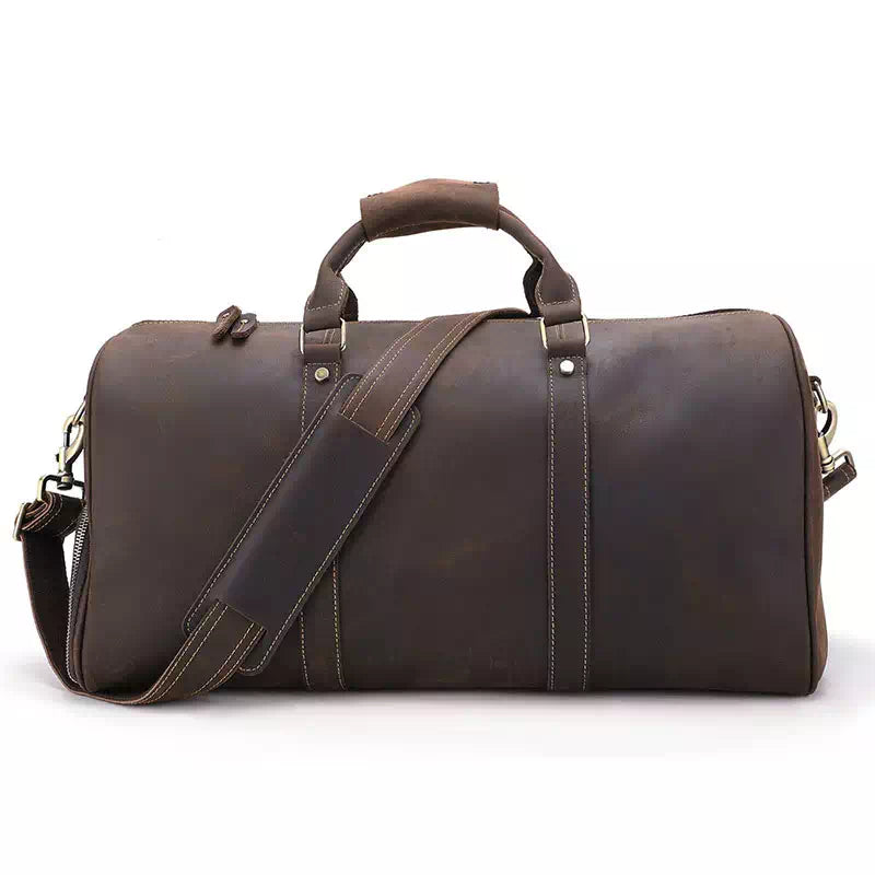 Mens Leather Weekender Bag with Shoe Compartment