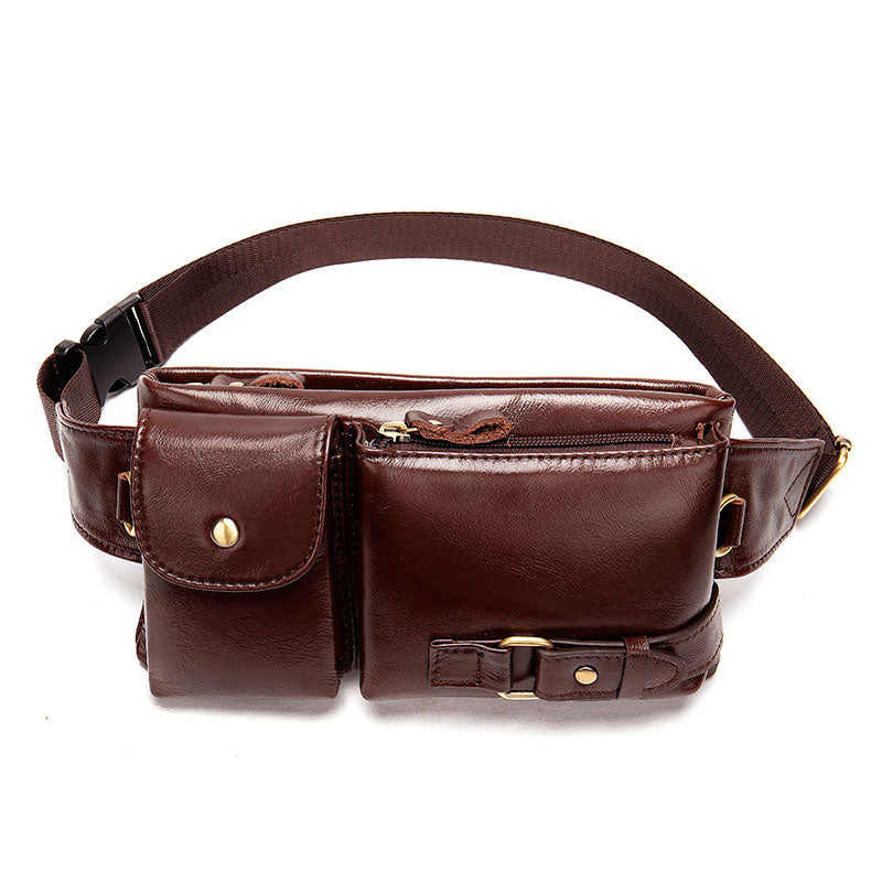 Leather Waist Bag, EEEkit Fanny Pack for Men, Waterproof Crossbody Belt Bag with Adjustable Strap, Brown, Adult Unisex, Size: 1XL