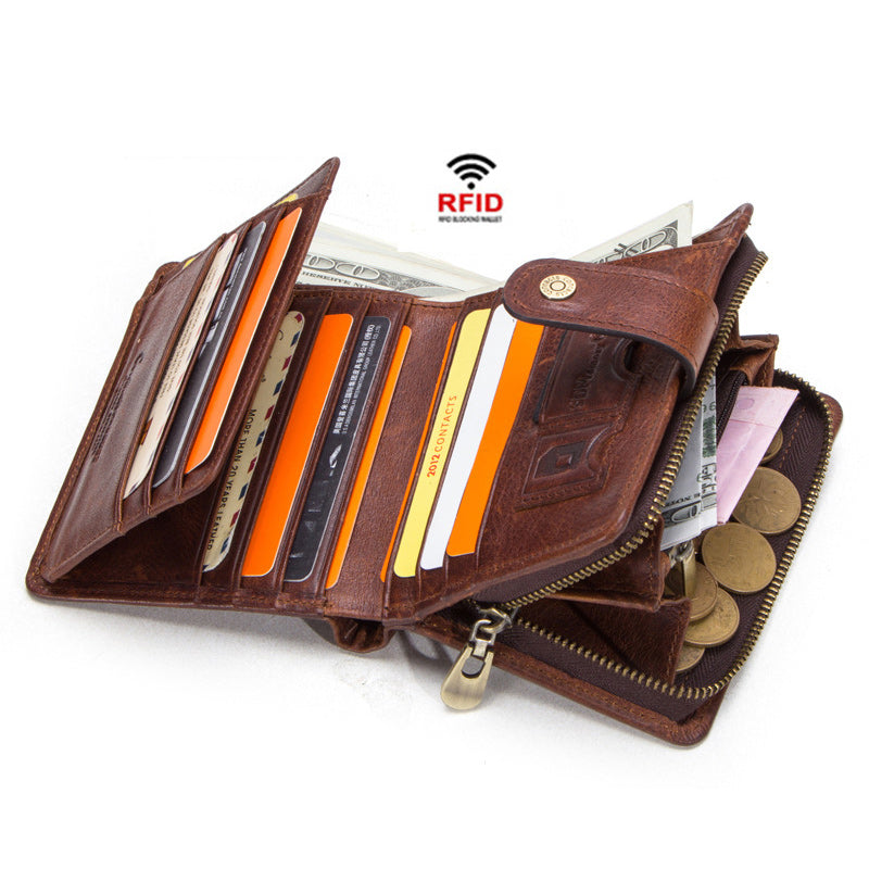 Men's Real Leather Wallet with Inner Coin Purse & 3 card slots