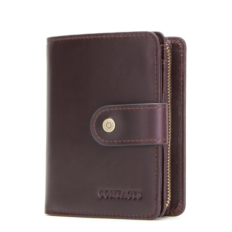 Men's Small Leather Trifold Wallet RFID Blocking