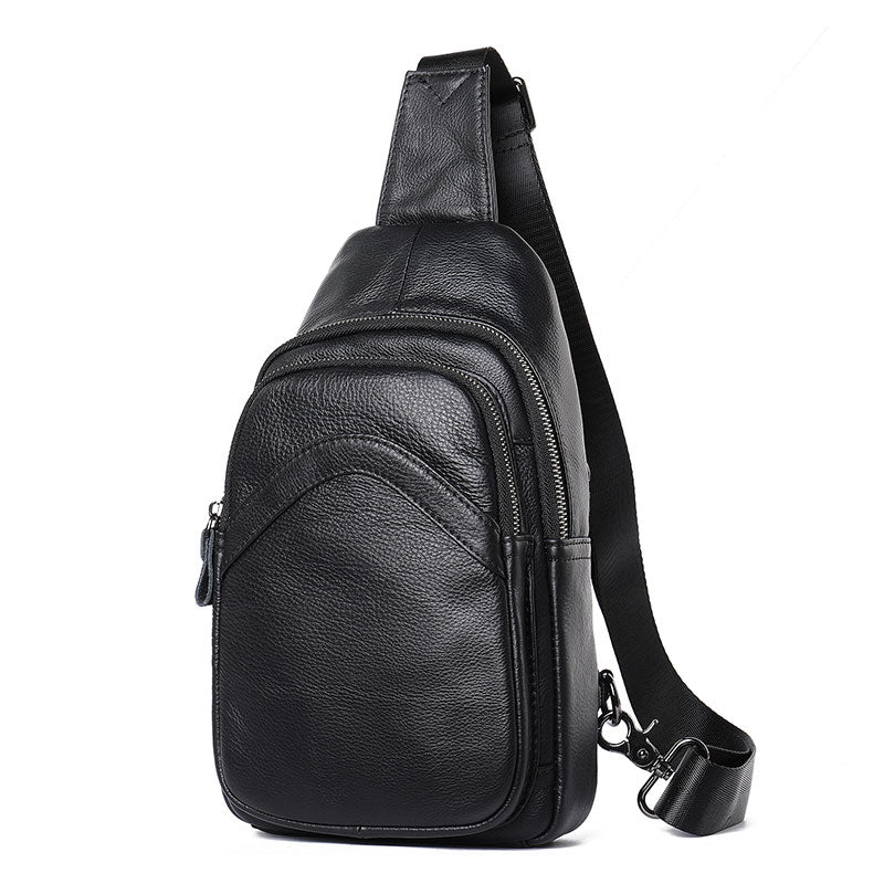 Sling Backpack Men's Genuine Leather Crossbody Chest Bag