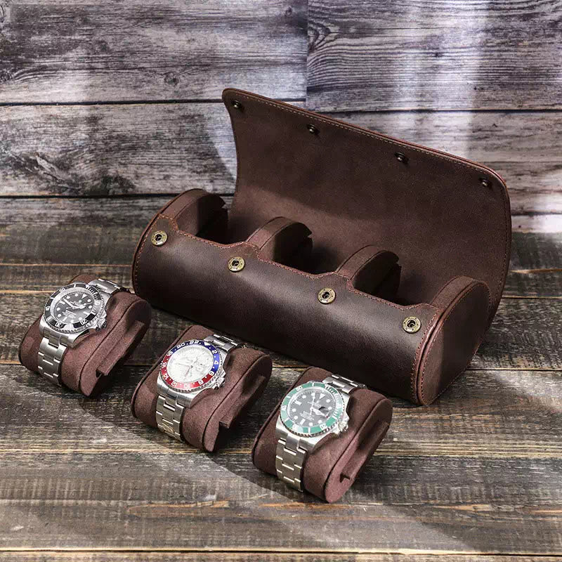 Leather Watch Roll - 6 Slots Luxury Watch Travel Case - Free Monogram –  Luke Case
